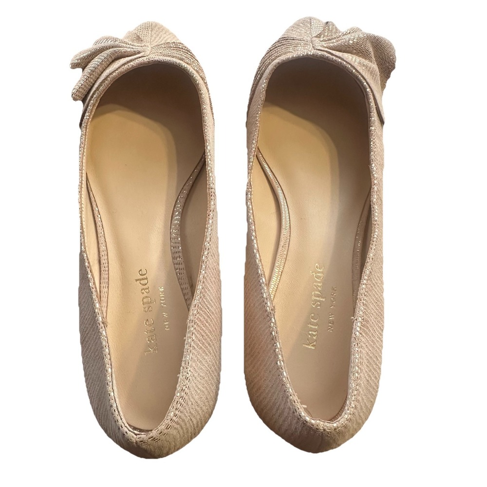 Kate Spade Flats Metallic Rose Gold Suede Leather Pointed Toe Shoes Sz 7M - Picture 9 of 11